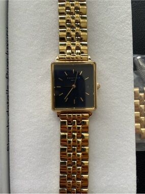 Rosefield Square Gold Bracelet Watch with Black Face